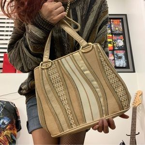Neutral and gold toned purse
